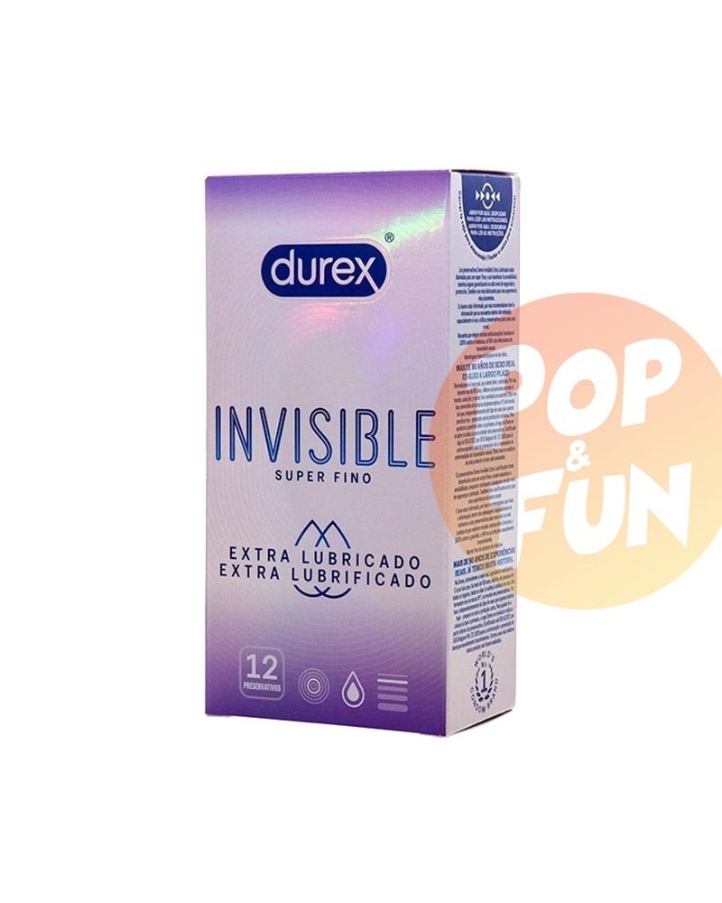 Préservatifs fins lubrifiés Invisible Durex x12