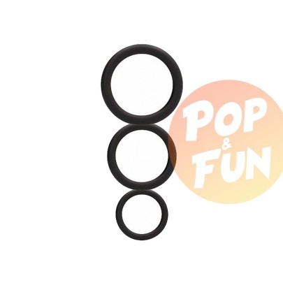 Set de 3 cockrings noirs en silicone