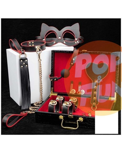 Acheter Coffret SM Bondage 8 Pièces Noir-Rouge