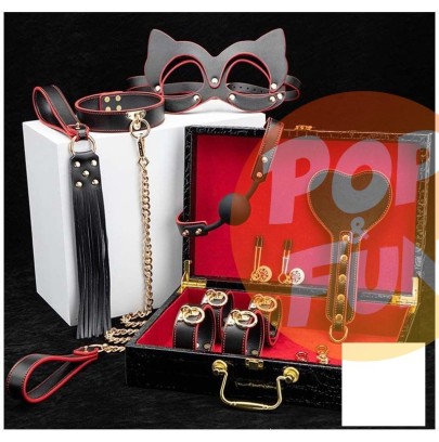 Acheter Coffret SM Bondage 8 Pièces Noir-Rouge