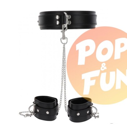 Acheter Collier et Menottes de poignets Heavy Taboom Noir