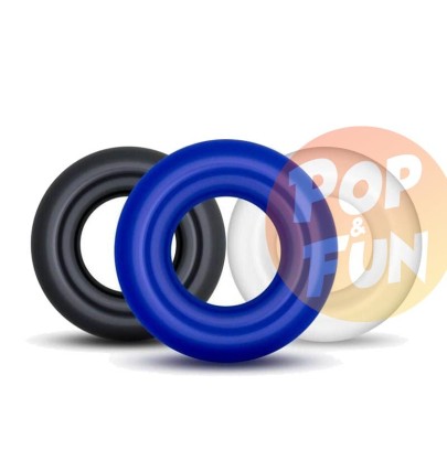 Lot 3 cockrings souples Noir Bleu Blanc