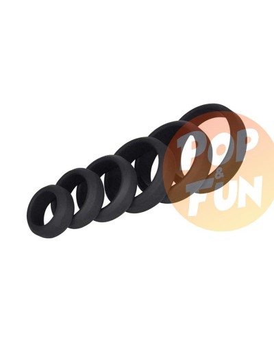 Lot de 6 cockrings Silicone Hyperion Noir