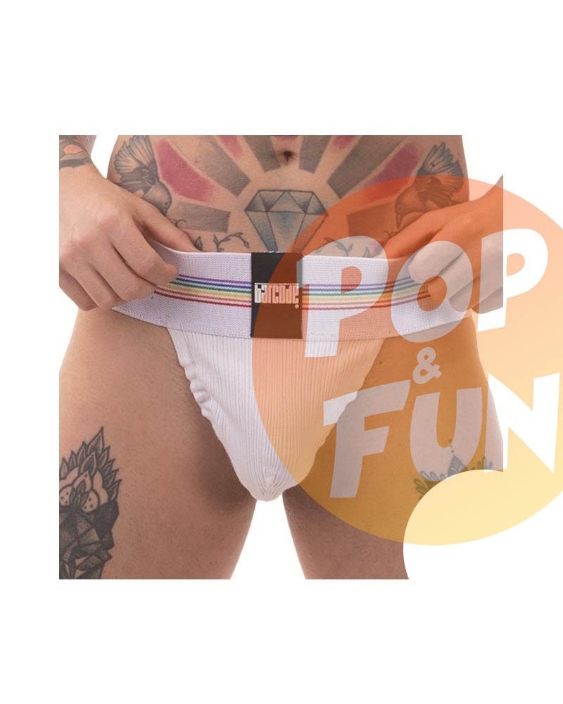 Jockstrap Proud Boy Blanc Barcode sur Pop and Fun - Sextoys et poppers