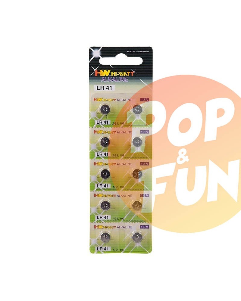 Piles boutons type LR41 par 10 sur Pop and Fun - Sextoys et poppers