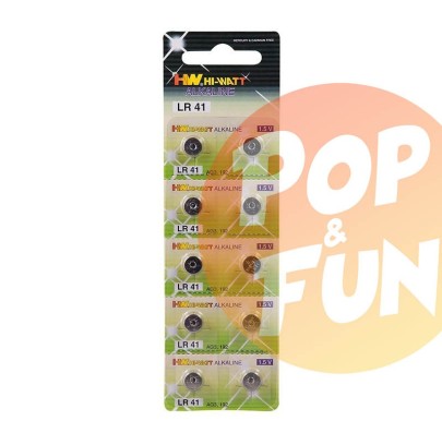 Piles boutons type LR41 par 10 sur Pop and Fun - Sextoys et poppers