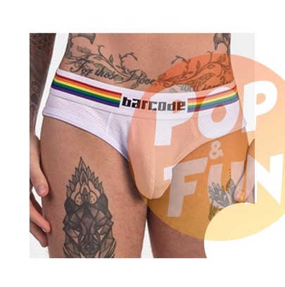 Slip Barcode Pride Blanc sur Pop and Fun - Sextoys et poppers