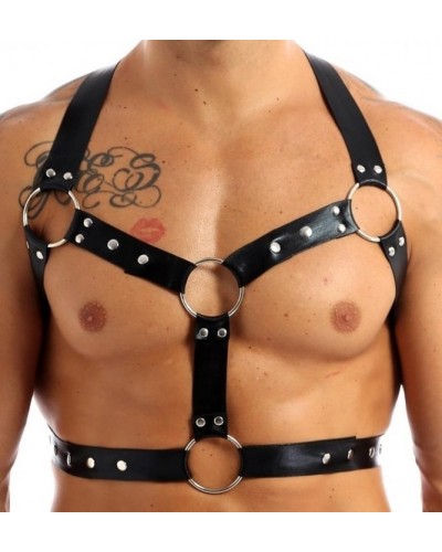 Harnais lanières Fines Thin Chest Simili Noir disponible sur Pop and Fun