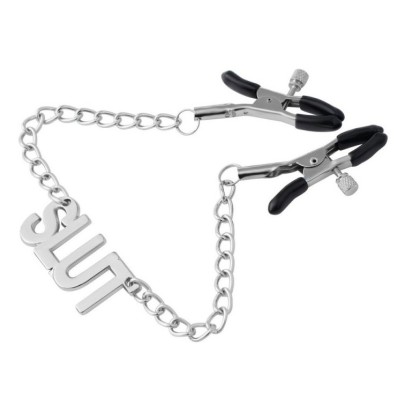 Pince-Tétons avec plaque Slut 38cm disponible sur Pop and Fun