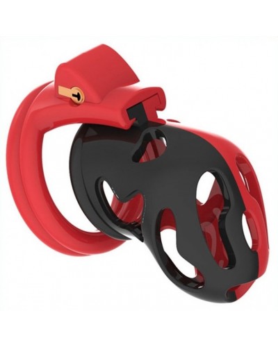 Cage de chasteté Dinoz 6.5 x 3cm Noir-Rouge disponible sur Pop and Fun