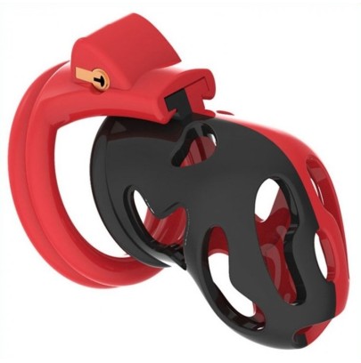 Cage de chasteté Dinoz 6.5 x 3cm Noir-Rouge disponible sur Pop and Fun