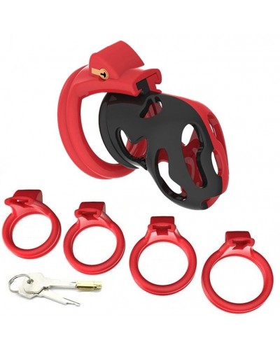 Cage de chasteté Dinoz 6.5 x 3cm Noir-Rouge disponible sur Pop and Fun