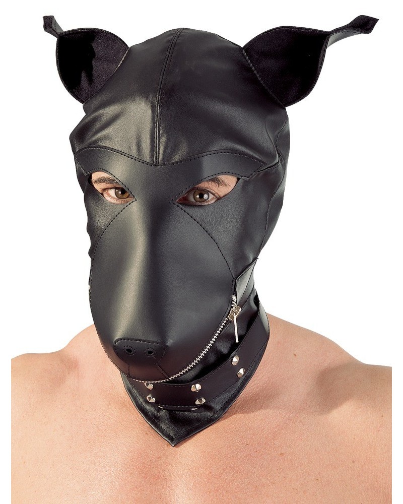 Cagoule Dog Fetish Simili noir disponible sur Pop and Fun