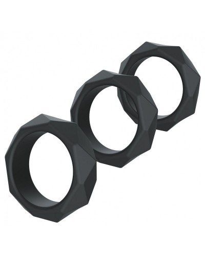 Lot de 3 Cockrings Silicone Heavy C-Ring Noirs disponible sur Pop and Fun