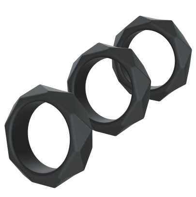 Lot de 3 Cockrings Silicone Heavy C-Ring Noirs disponible sur Pop and Fun