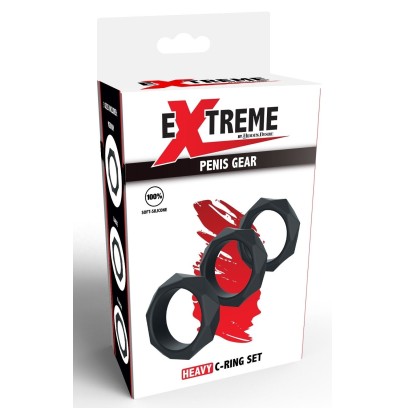 Lot de 3 Cockrings Silicone Heavy C-Ring Noirs