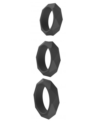 Lot de 3 Cockrings Silicone Heavy C-Ring Noirs disponible sur Pop and Fun