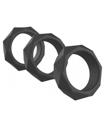 Lot de 3 Cockrings Silicone Heavy C-Ring Noirs disponible sur Pop and Fun