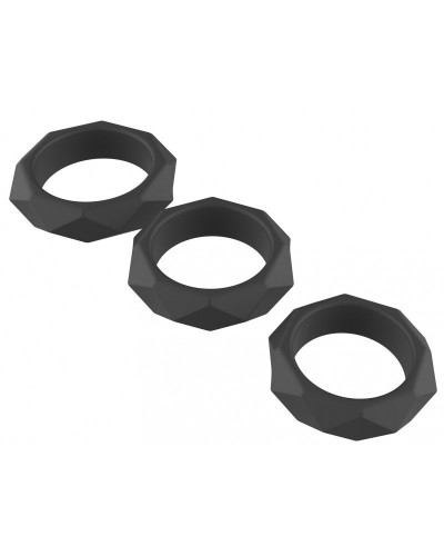 Lot de 3 Cockrings Silicone Heavy C-Ring Noirs disponible sur Pop and Fun