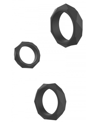 Lot de 3 Cockrings Silicone Heavy C-Ring Noirs disponible sur Pop and Fun