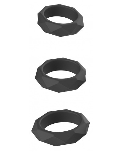 Lot de 3 Cockrings Silicone Heavy C-Ring Noirs disponible sur Pop and Fun