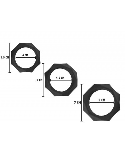 Lot de 3 Cockrings Silicone Heavy C-Ring Noirs disponible sur Pop and Fun