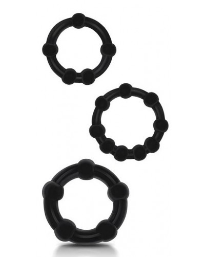 Lot de 3 mini cockrings souples Beaded Set Noirs disponible sur Pop and Fun