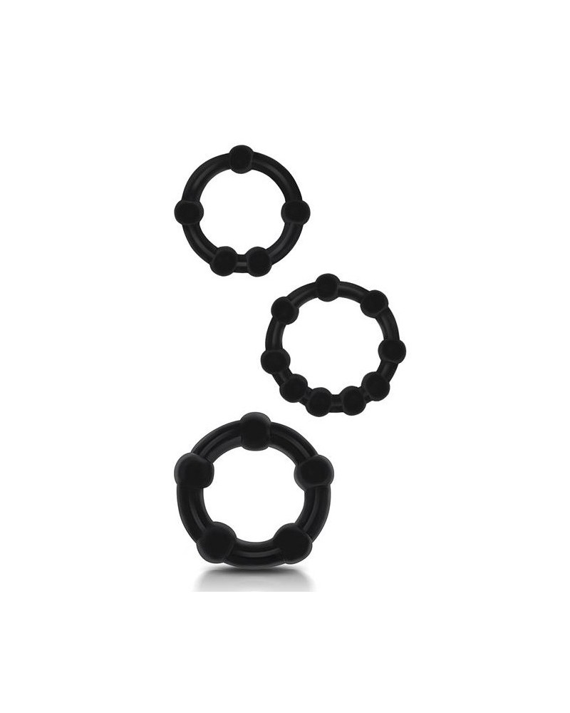 Lot de 3 mini cockrings souples Beaded Set Noirs disponible sur Pop and Fun