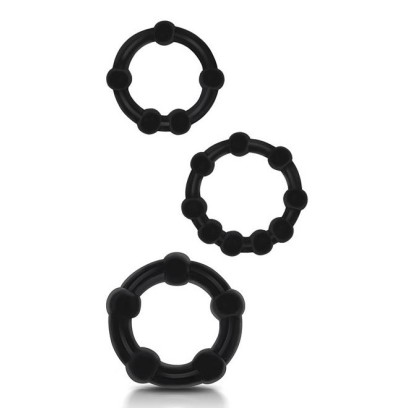 Lot de 3 mini cockrings souples Beaded Set Noirs disponible sur Pop and Fun
