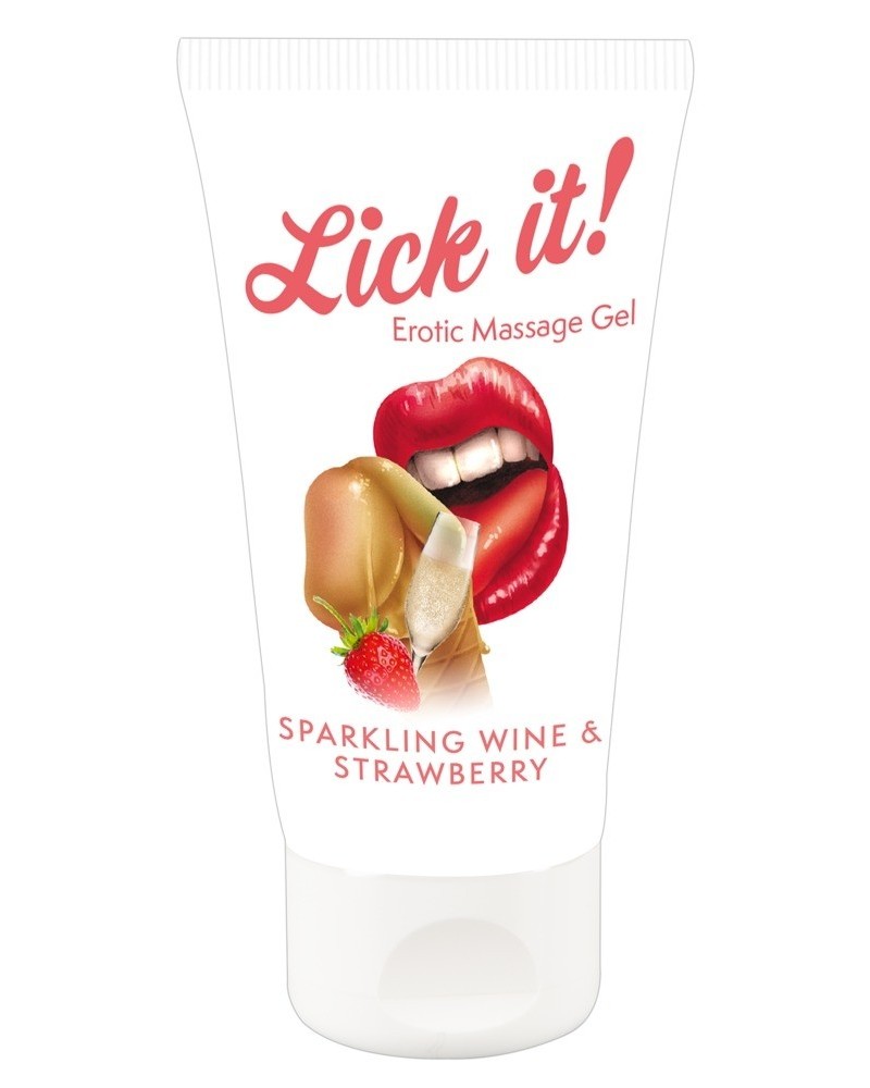 Gel de Massage Vin Pétillant & Fraise 50ml disponible sur Pop and Fun