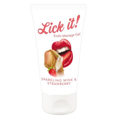 Gel de Massage Vin Pétillant & Fraise 50ml disponible sur Pop and Fun