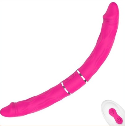 Double Gode Vibrant Pyrios Rose 35 x 3.5cm disponible sur Pop and Fun